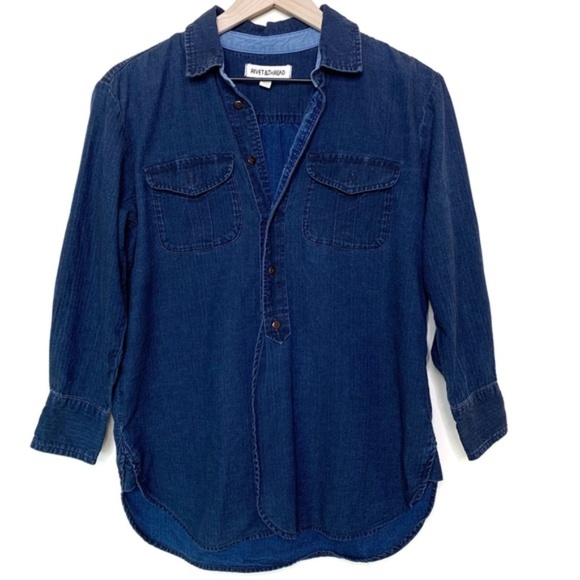 Madewell Tops - Madewell Rivet & Thread Indigo Chambray Popover